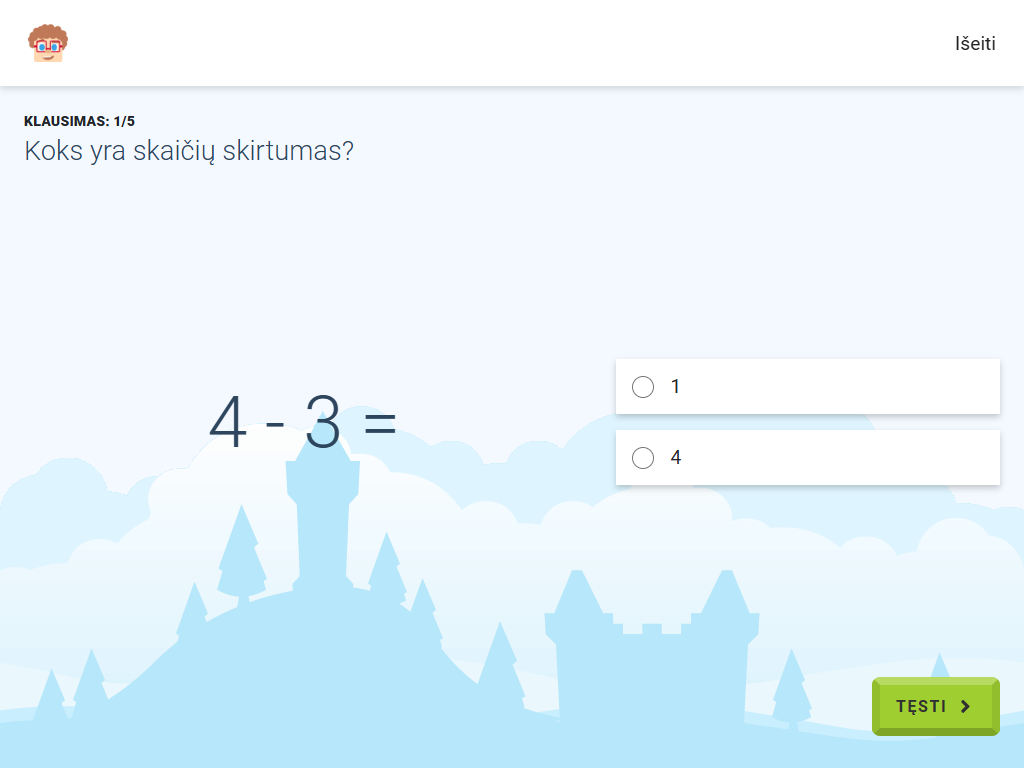 Gudrutis Dutis pratimo "Atimtis iki 10", skirto priešmokyklinės grupės matematikai, užduoties pavyzdys (2)