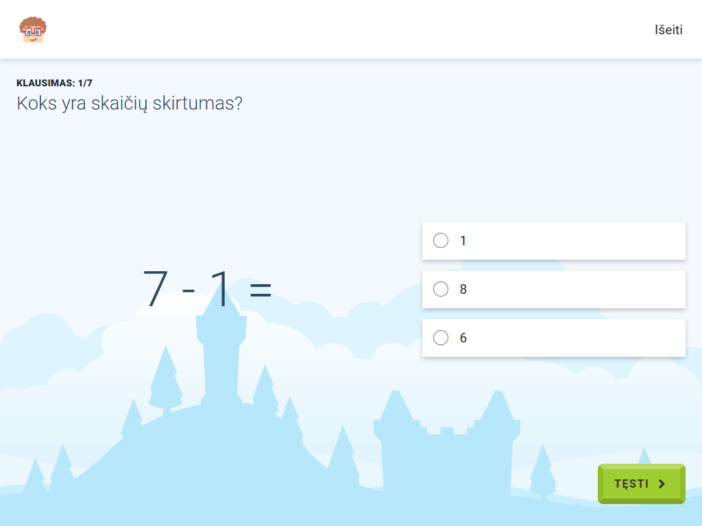 Gudrutis Dutis pratimo "Atimtis iki 10", skirto priešmokyklinės grupės matematikai, užduoties pavyzdys (4)