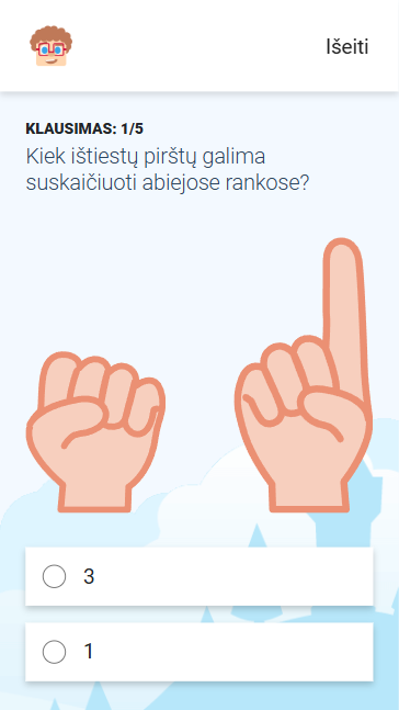 Gudrutis Dutis pratimo "Rankos pirštų skaičiavimas" peržiūra telefone