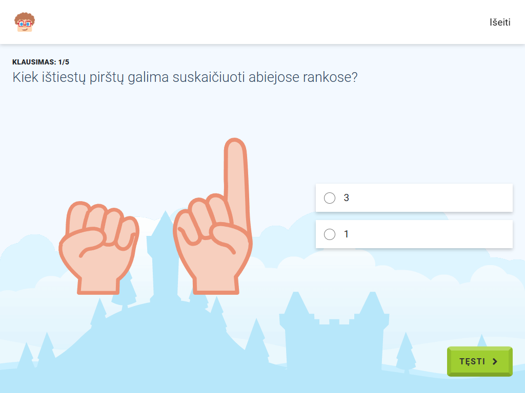 Gudrutis Dutis pratimo "Rankos pirštų skaičiavimas" peržiūra planšetėje