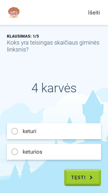 Gudrutis Dutis pratimo "Skaičiaus 4 giminės linksniai" peržiūra telefone