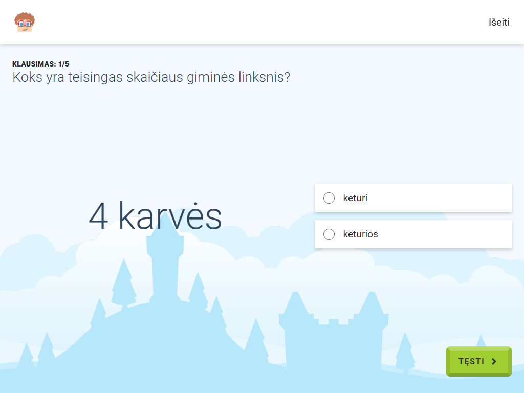 Gudrutis Dutis pratimo "Skaičiaus 4 giminės linksniai" peržiūra planšetėje