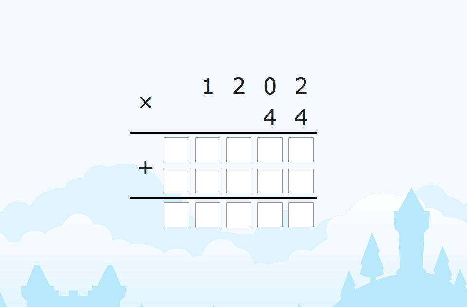 Daugyba stulpeliu iki 1000 000 iš dviženklio skaičiaus