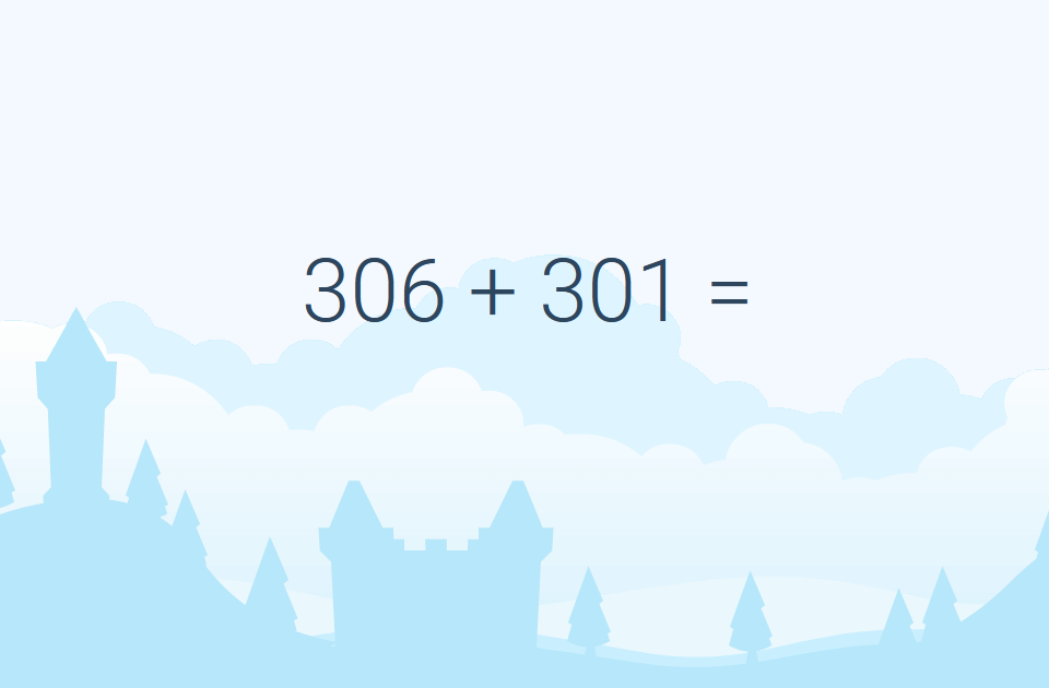 Gudrutis Dutis pratimo "Sudėtis iki 1000 pridedant triženklį skaičių", skirto antros klasės matematikai, užduoties pavyzdys (1)