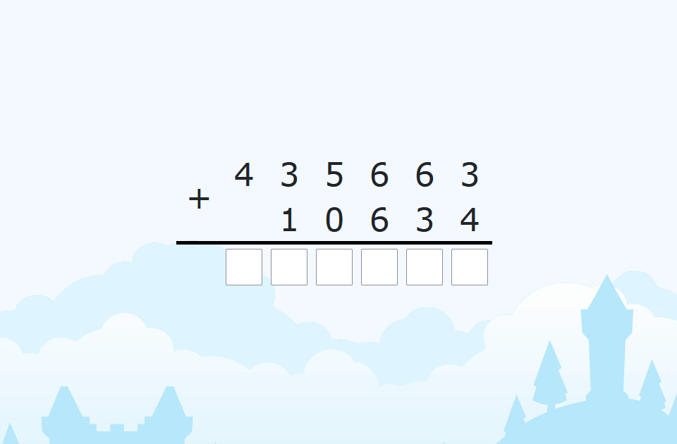 Gudrutis Dutis pratimo "Sudėtis stulpeliu iki 1 000 000", skirto ketvirtos klasės matematikai, užduoties pavyzdys (1)